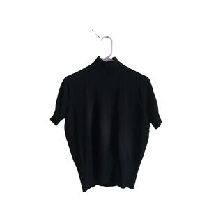 Monterey Bay black Silk blend knit nock neck short sleeve sweater top